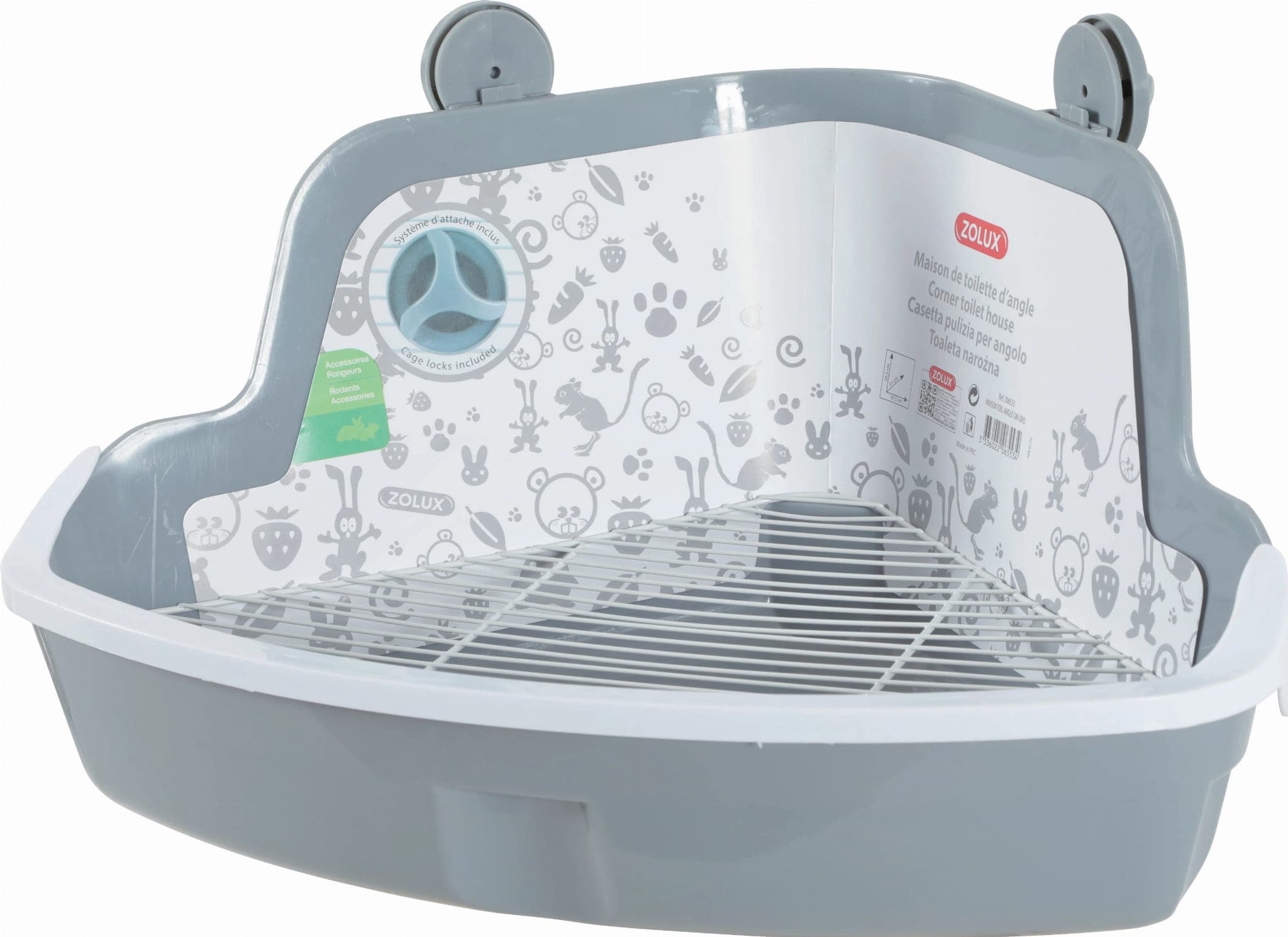 ZOLUX Toaleta narożna dla gryzonia duża 415x310x205 mm kol. szary 