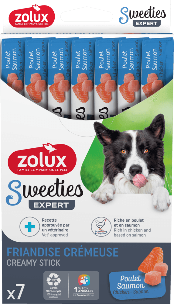 ZOLUX Przysmak kremowy dla psa SWEETIES z łososiem i kurczakiem 14g x7 