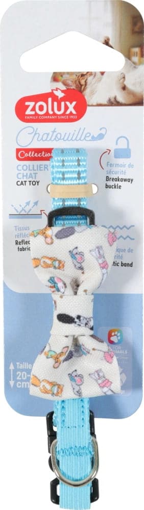 ZOLUX Obroża dla kota z muszką CHATOUILLE niebieska 