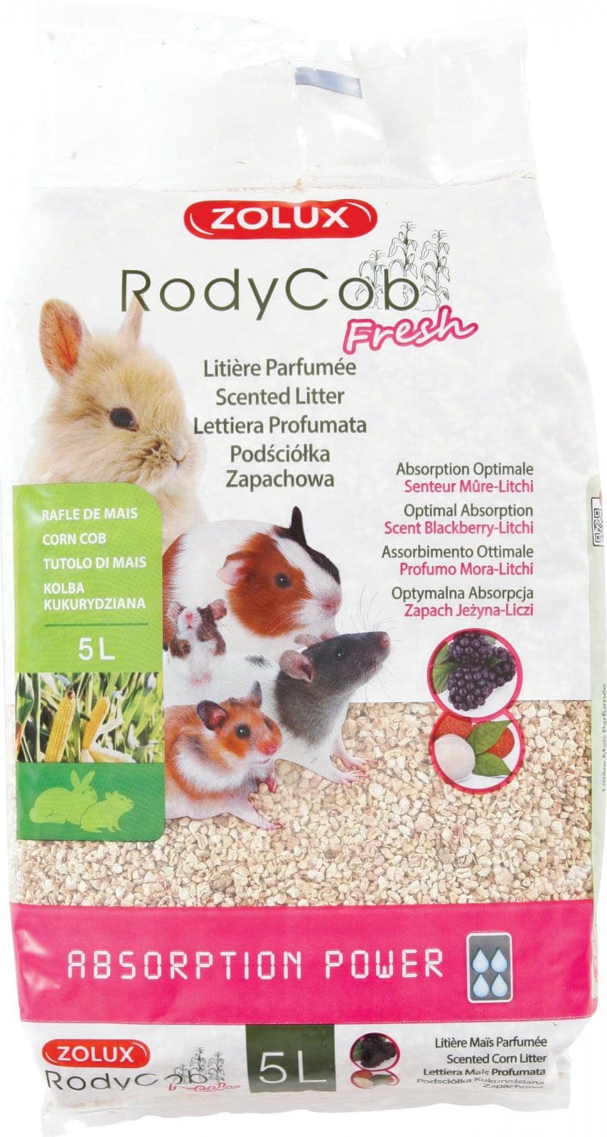 ZOLUX Ściółka dla królika i gryzoni RodyCob FRESH jeżyna-liczi 5 l 