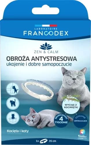 FRANCODEX Obroża antystresowa z kocimiętką dla kotów 35 cm 
