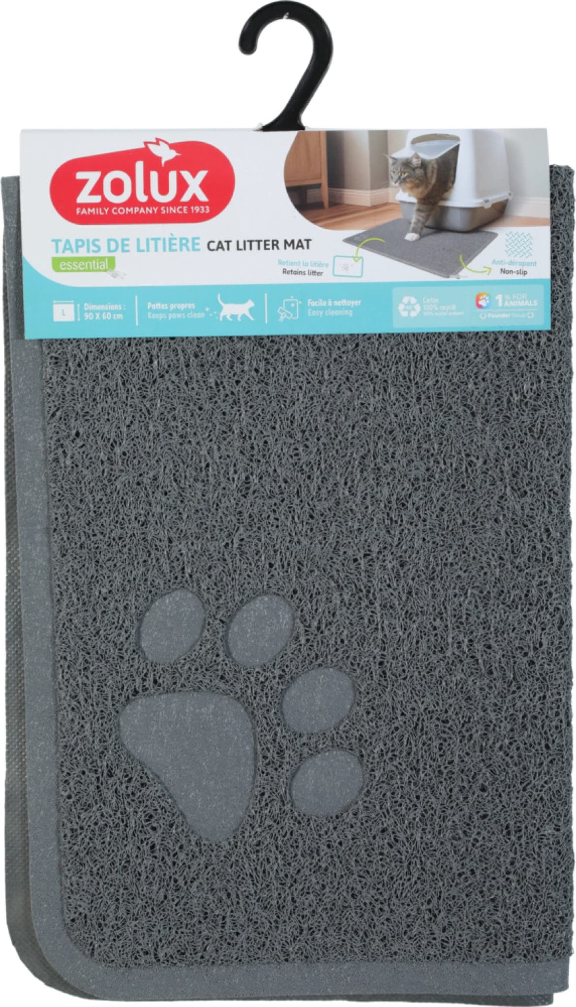 ZOLUX Wycieraczka pod kuwetę dla kota szara L Giant 60x90 cm 