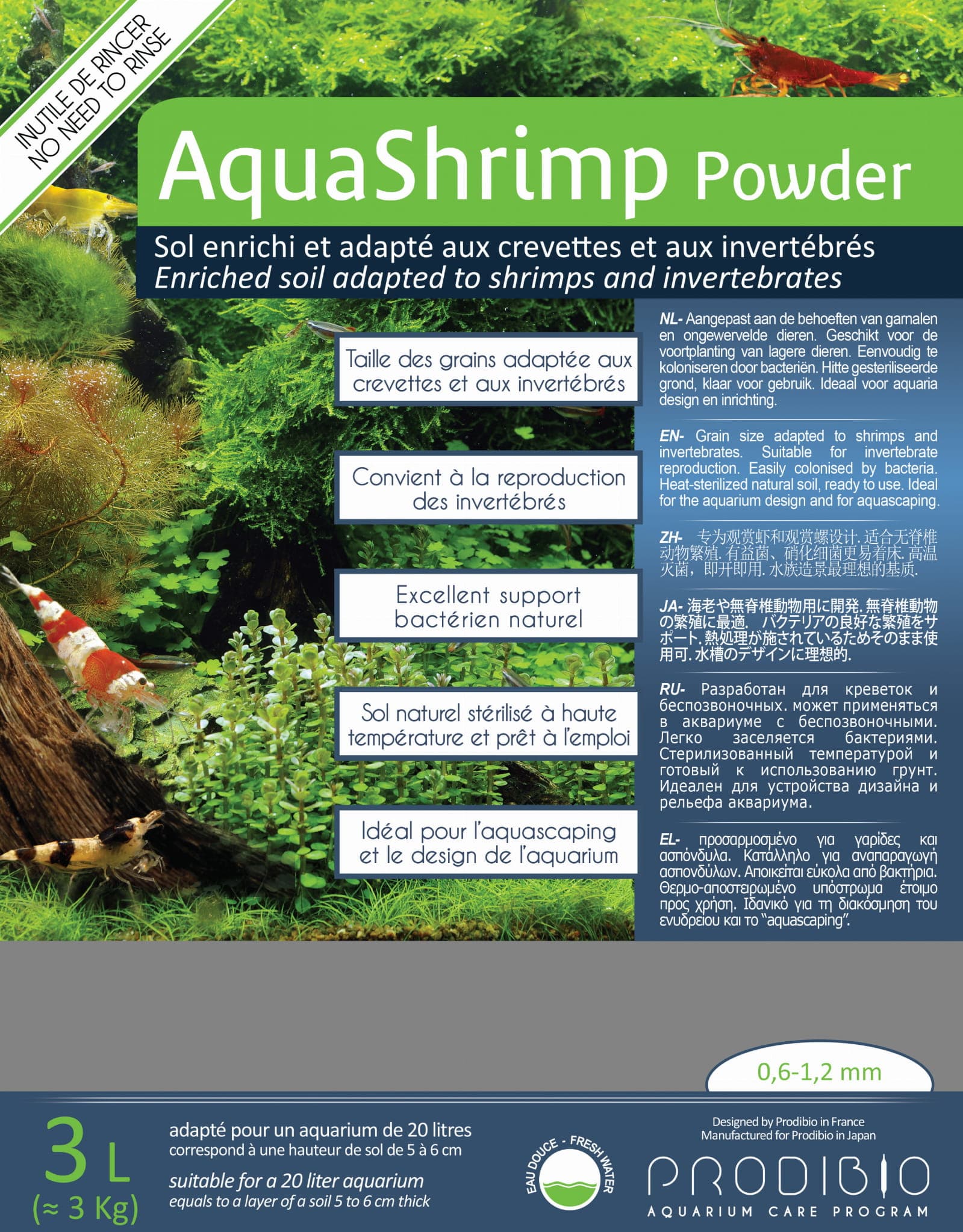 PRODIBIO AquaShrimp Powder 3 l (+ PRO868 BacterKit Soil 6 amp.) podłoże do 