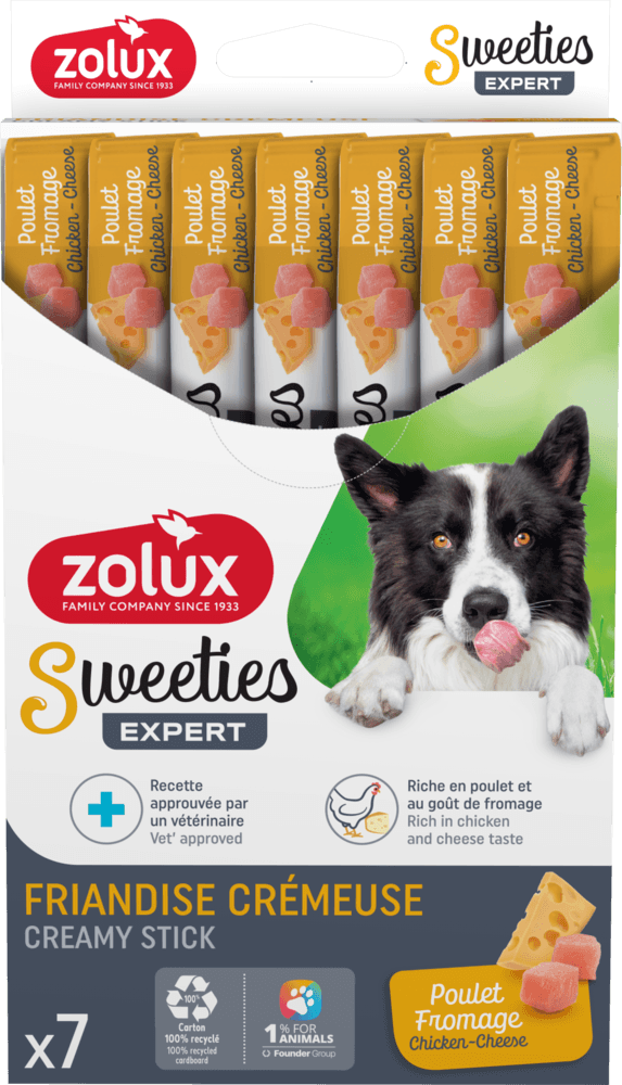 ZOLUX Przysmak kremowy dla psa SWEETIES z kurczakiem i serem 14g x7 