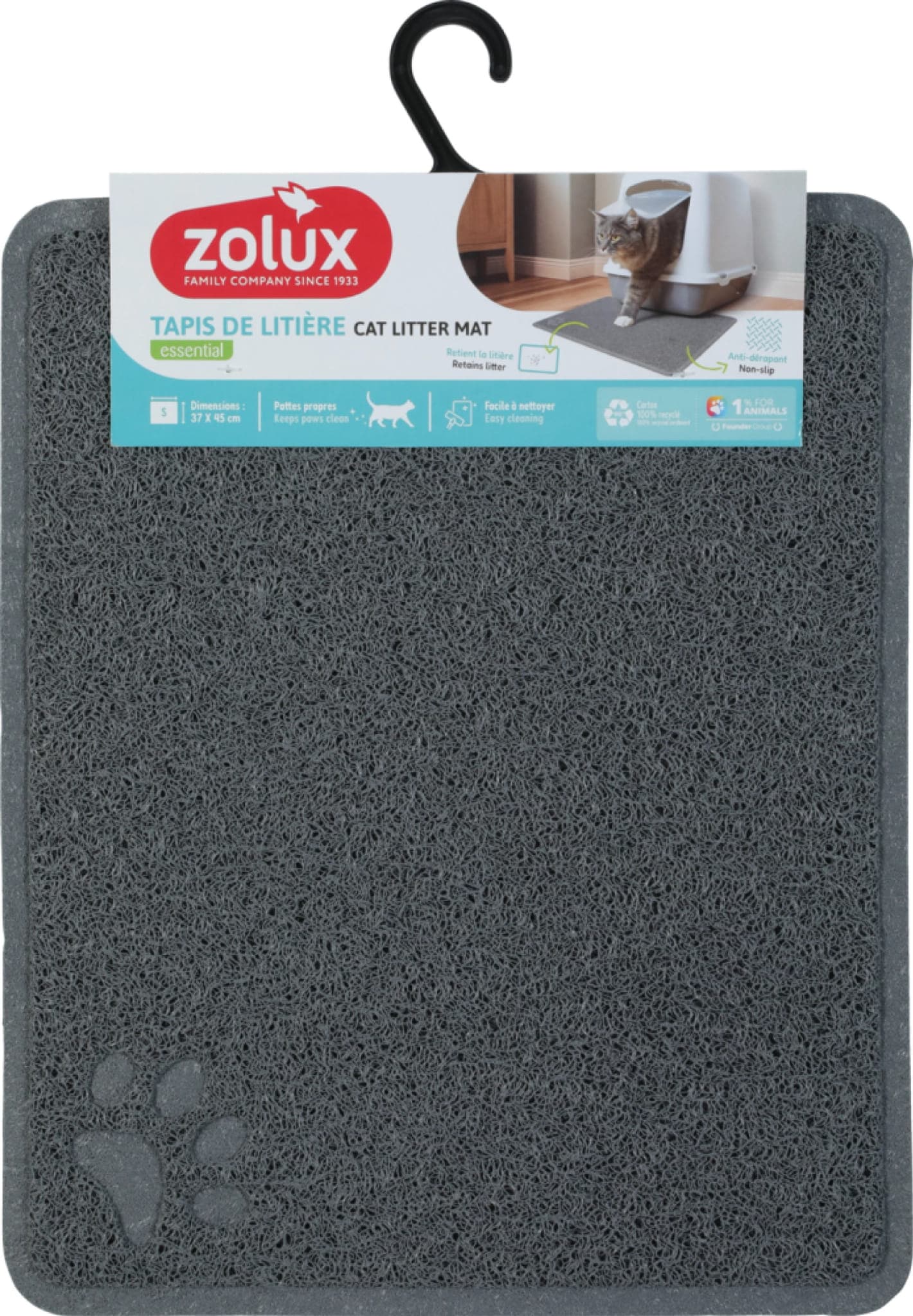 ZOLUX Wycieraczka pod kuwetę dla kota szara 37x45 cm 