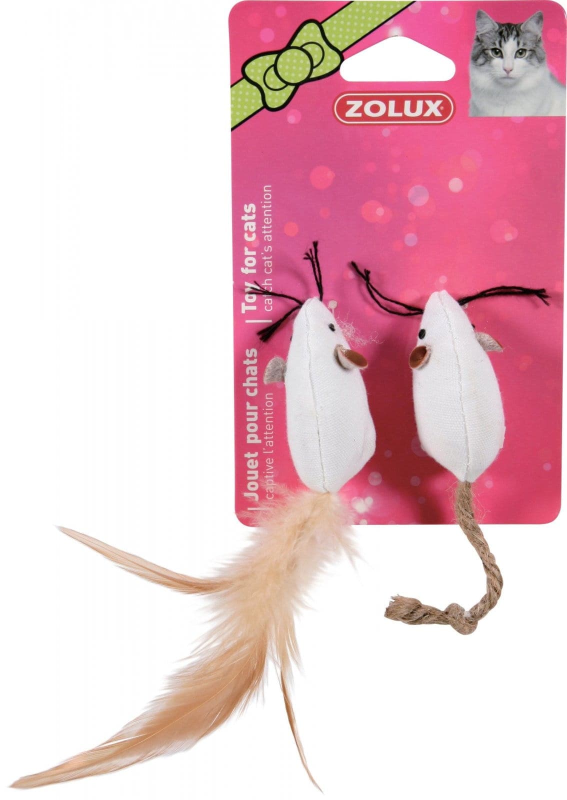 ZOLUX Zabawka dla kota, 2 myszy z piórkami 5 cm 