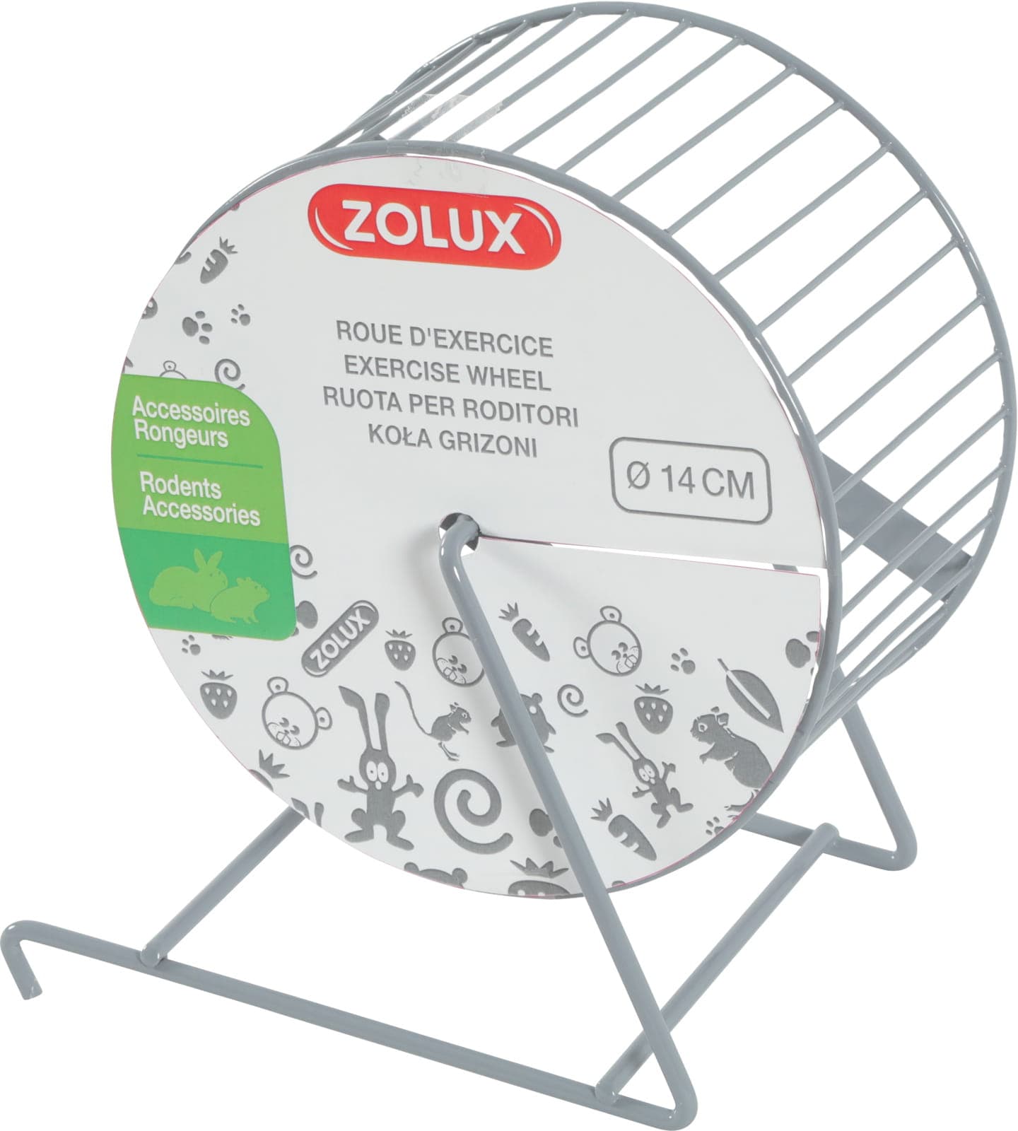 ZOLUX Kołowrotek metalowy dla gryzonia 14 cm kol. szary 