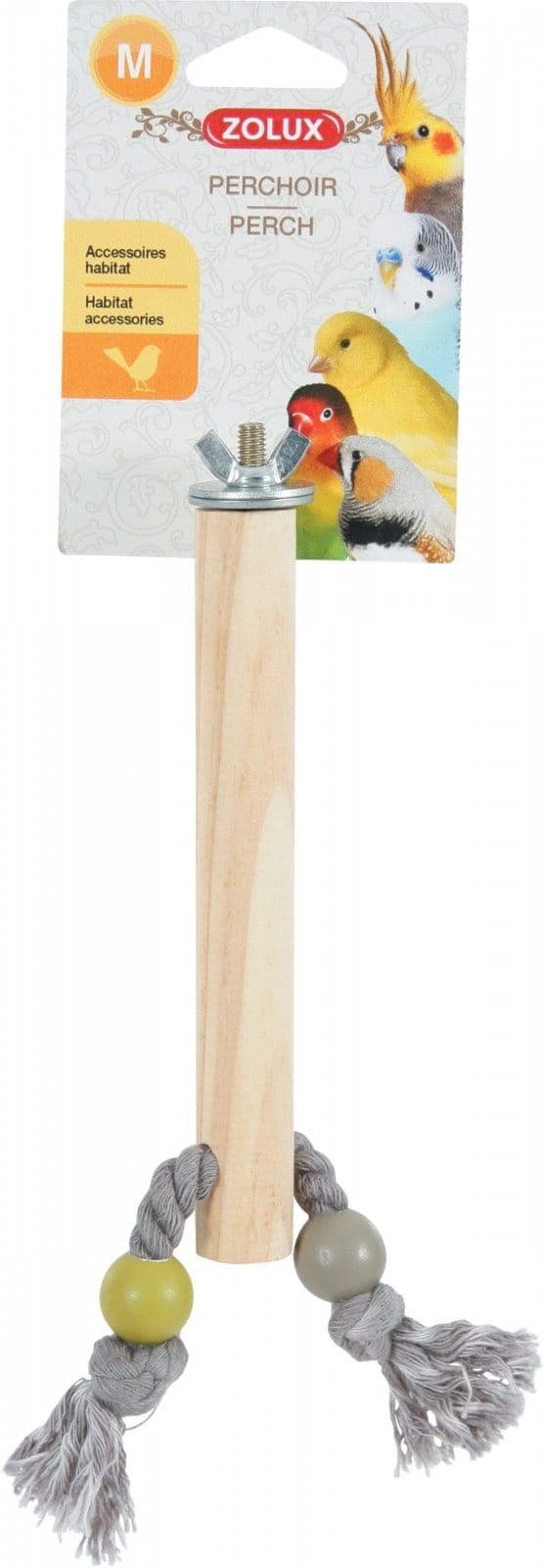ZOLUX Drewniana żerdka dla ptaków ze sznurkiem M 