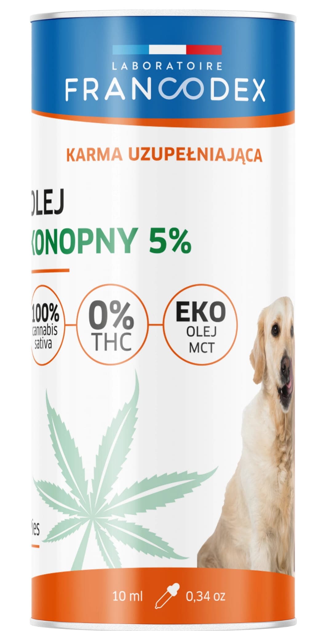FRANCODEX PL Olej konopny CBD dla psów i kotów bez THC 5% 10 ml 