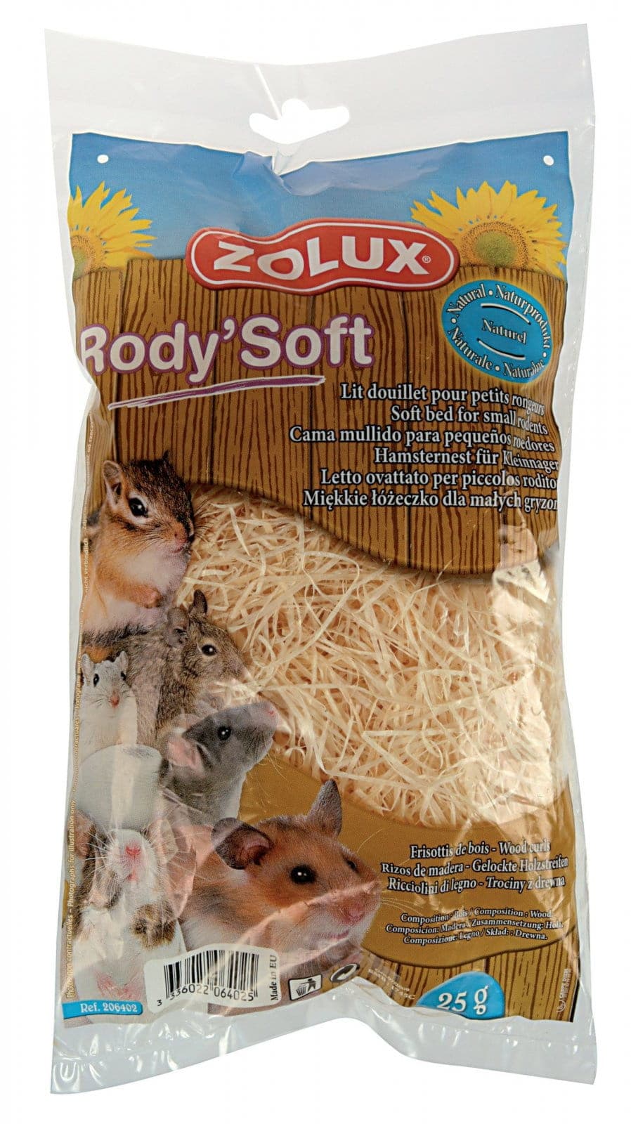 ZOLUX Podściółka dla małych ssaków Rody'Soft drewno naturalne 25g 