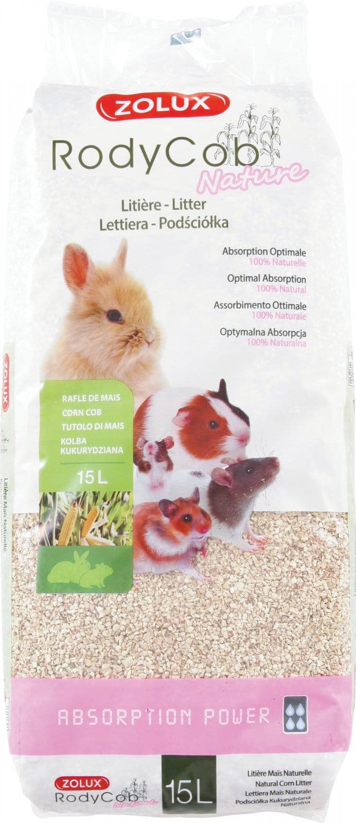 ZOLUX Ściółka dla królika i małych ssaków roślinna RodyCob NATURE 15 l 