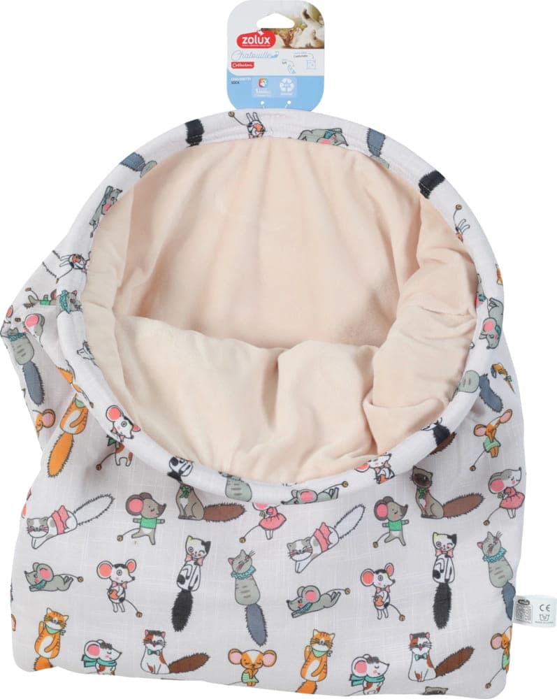 ZOLUX Legowisko dla kota śpiwór wzór koty i myszy CHATOUILLE 45,5x58x40cm 