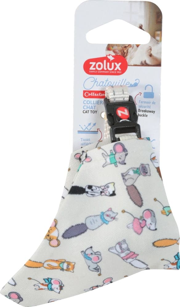 ZOLUX Obroża dla kota z bandaną wzór koty i myszy CHATOUILLE 