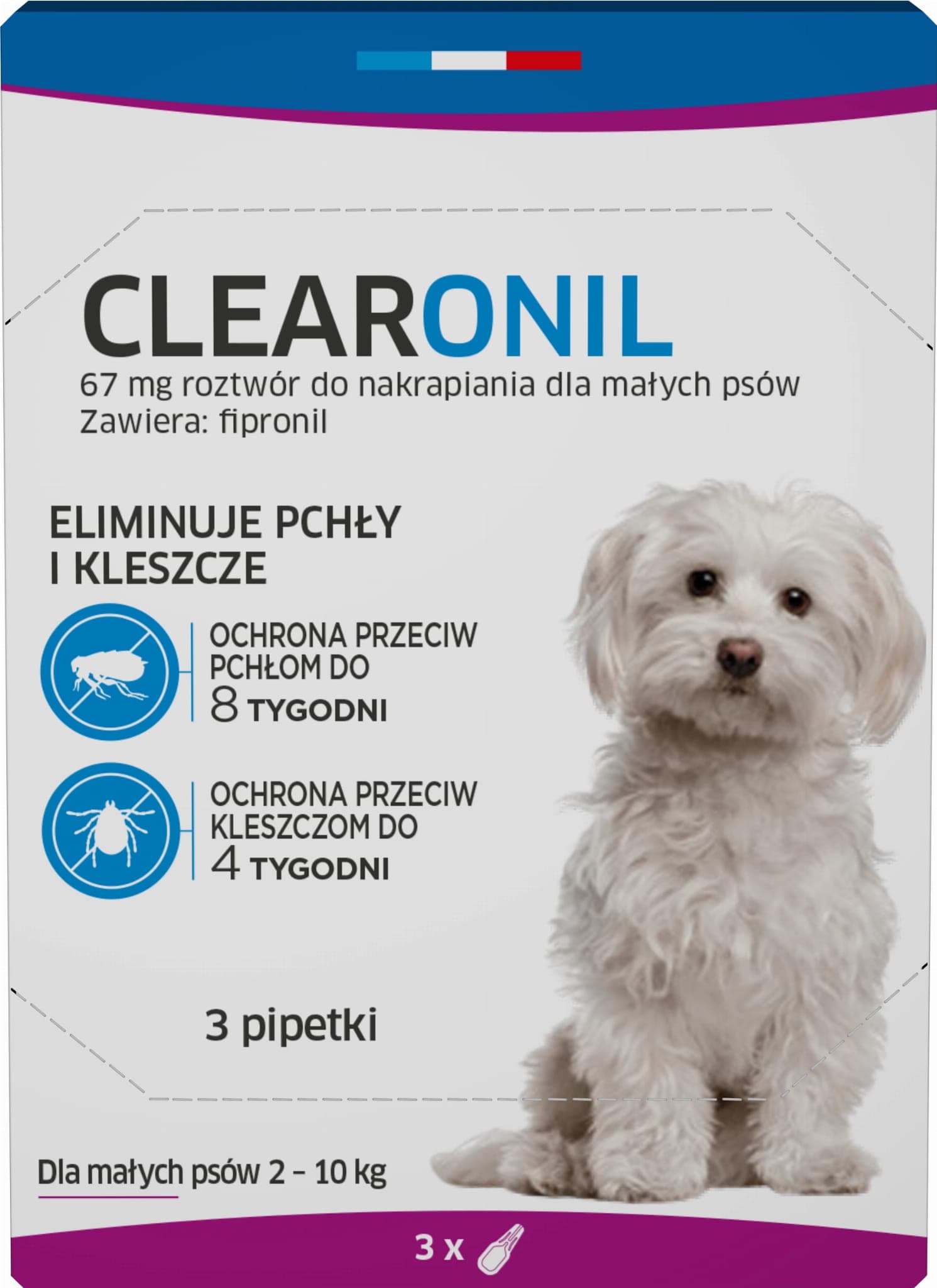 CLEARONIL krople na pchły dla małego psa (2-10 kg) - 67 mg x 3 