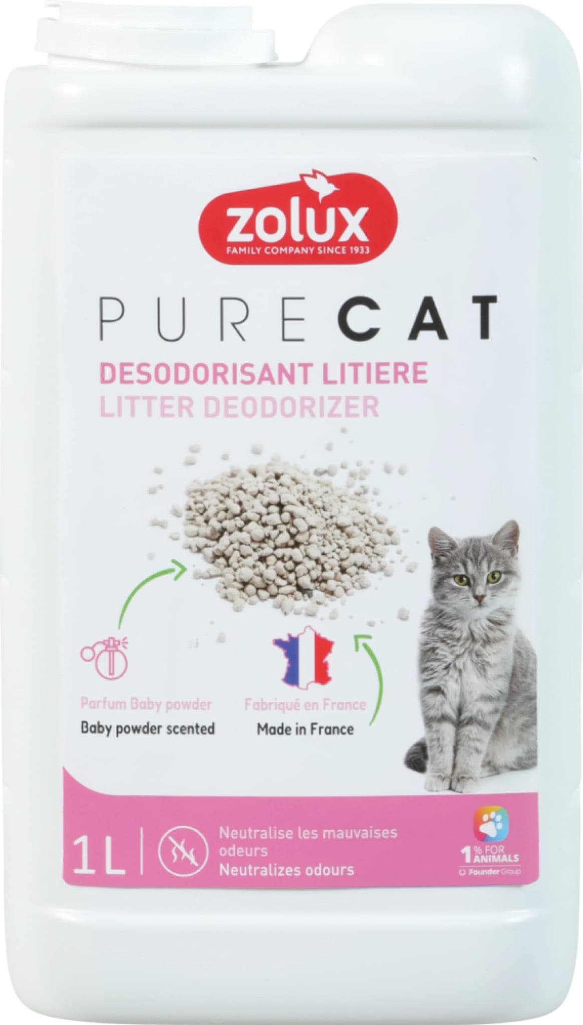 ZOLUX Dezodorant do żwirku PURECAT o zapachu talku 1 L 