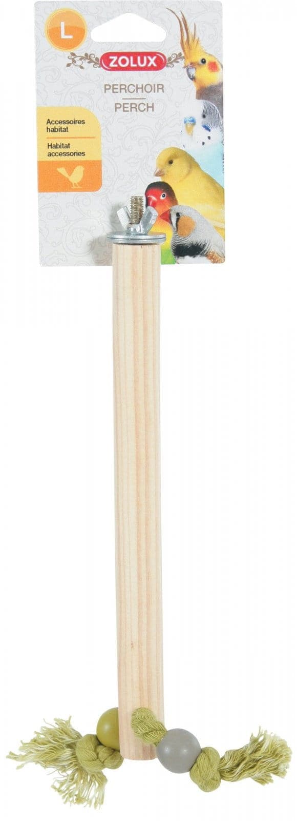 ZOLUX Drewniana żerdka dla ptaków ze sznurkiem L 