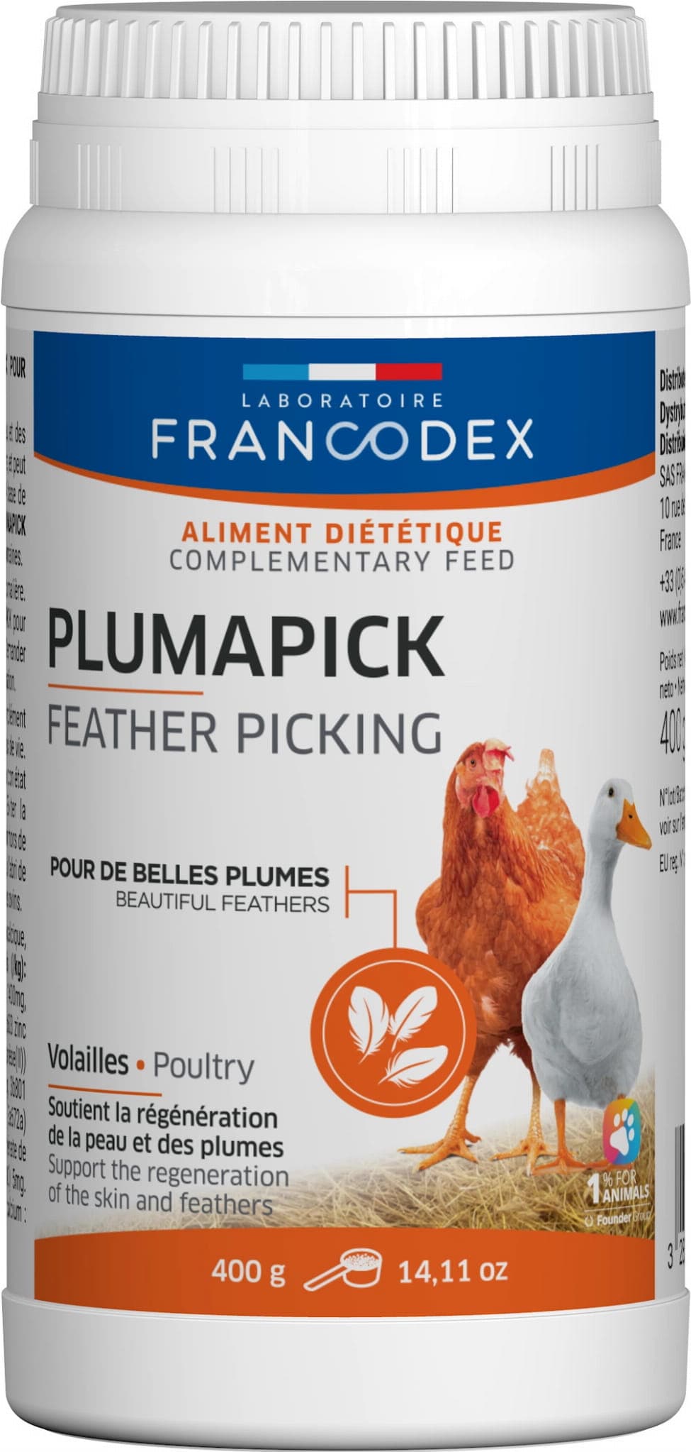 FRANCODEX Preparat dla drobiu stymulujący wzrost piór Pluma-Pick 400 g 