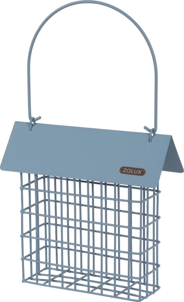 Zolux Karmnik do bloków tłuszczowych dla ptaków, z daszkiem szaroniebieski 