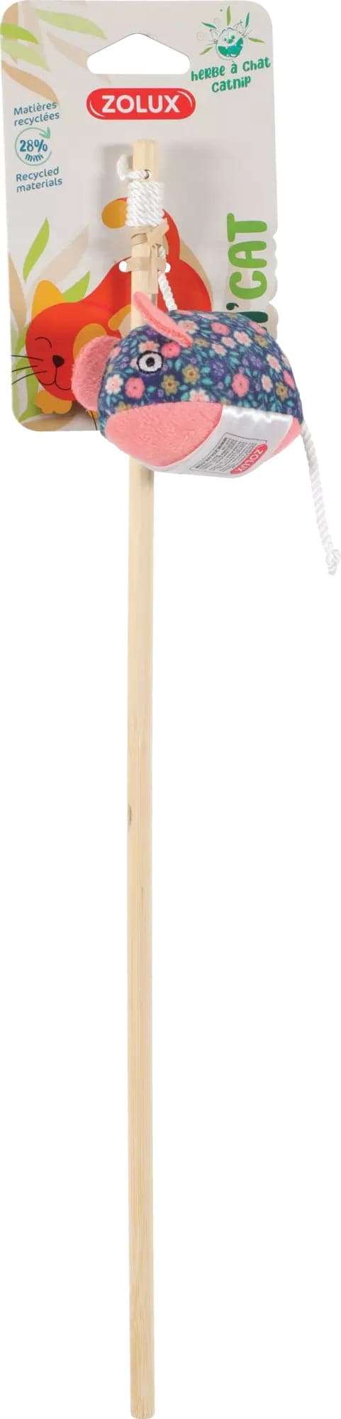 Zolux Zabawka dla kota wędka mysz, kwiaty ETHICAT 40 cm 