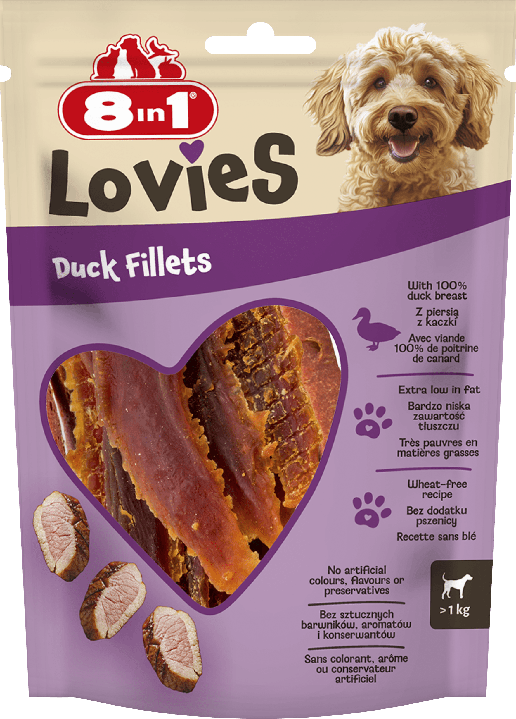Przysmak dla psa filety pierś z kaczki 8in1 Lovies 80g